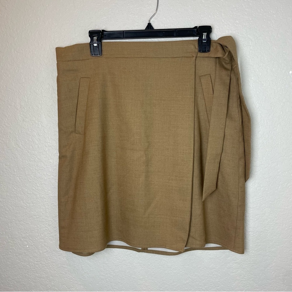 J Crew Classic Tan Women's Wrap Skirt with Tie Skirt Size 12